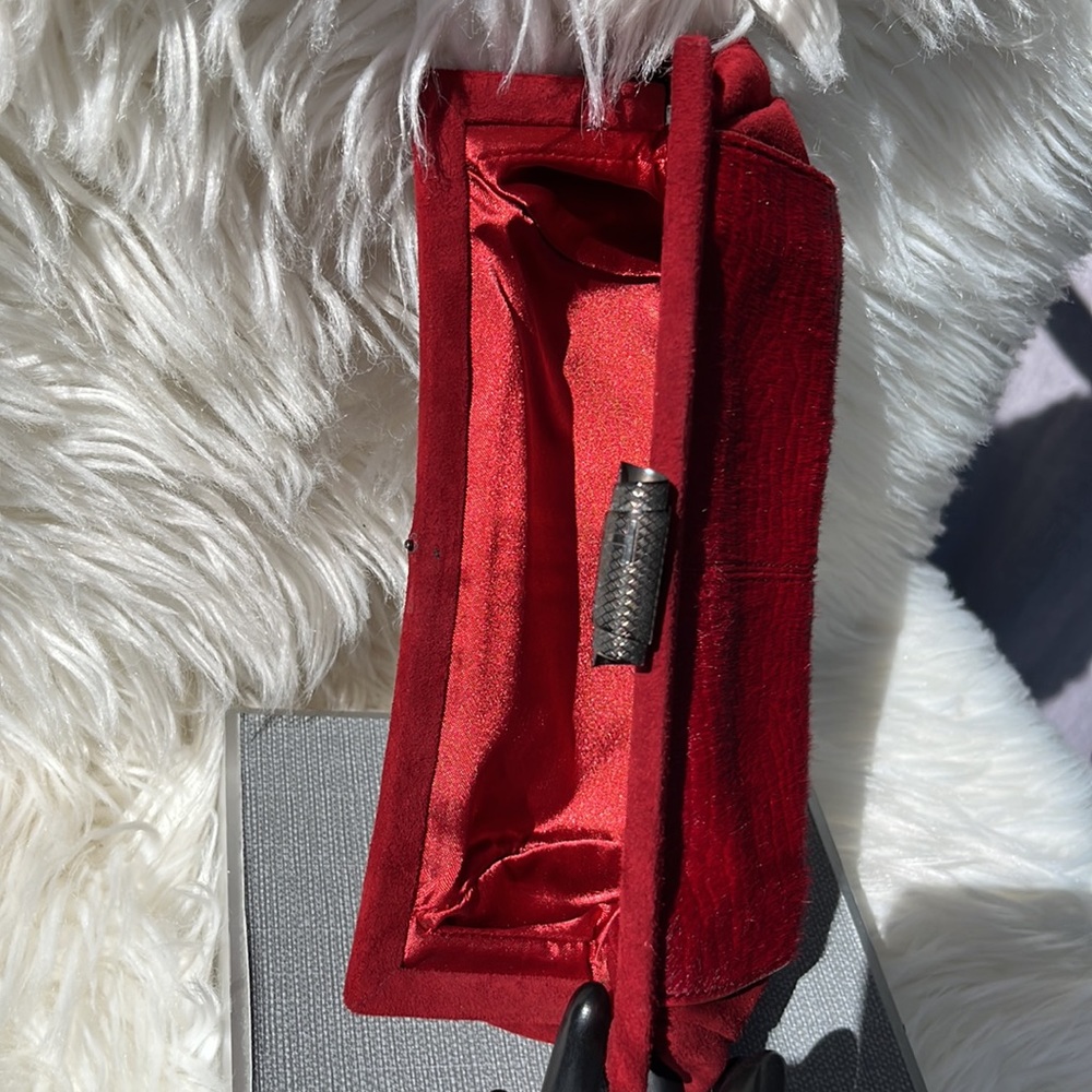 Authentic Tod’s ‘Scala Pochette’ Sera Clutch ~ in Red Pony Hair & Suede - Picture 7 of 16